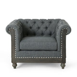 Tufted Fabric Club Chair with Nailhead Trim - NH193413