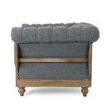 Chesterfield Tufted Fabric Club Chair with Nailhead Trim - NH646513