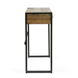 Modern Industrial Handcrafted Mango Wood Desk with Drawers, Natural and Black - NH515513