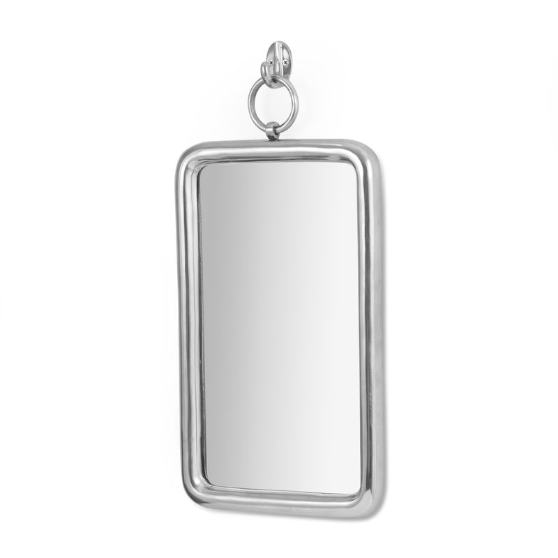 Modern Handcrafted Rectangular Aluminum Wall Mirror, Silver - NH937413