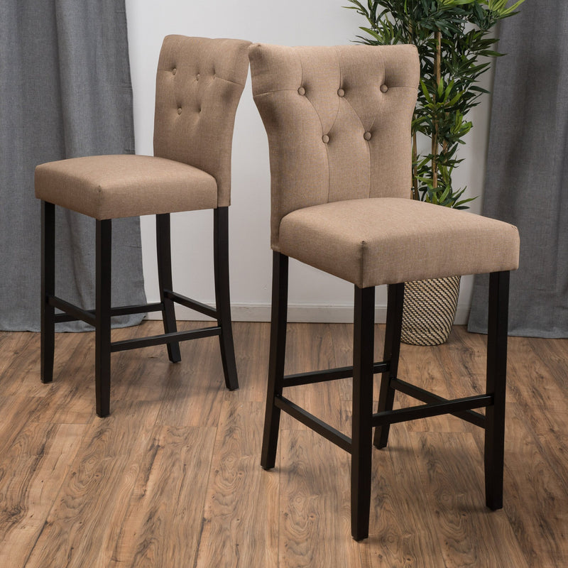 25-Inch Mocha Brown Fabric Counter Stool (Set of 2) - NH546692