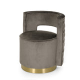 Modern Glam Round Open Back Velvet Swivel Club Chair - NH228413