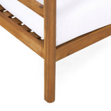 Outdoor Acacia Wood Club Chair with Cushion, Set of 2, Teak and White - NH316513