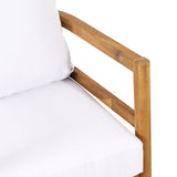 Outdoor Acacia Wood Club Chair with Cushion, Set of 2, Teak and White - NH316513