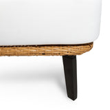 Outdoor Wicker Club Chair with Water Resistant Cushion, Set of 2, Light Brown and White - NH300513