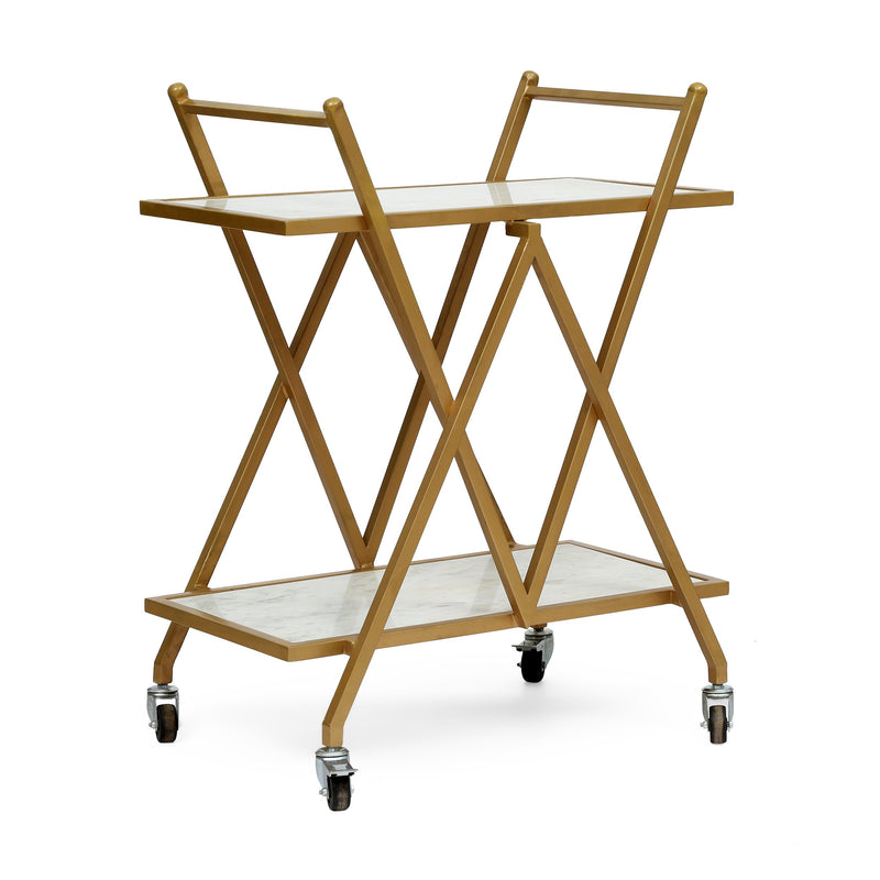 Handcrafted Modern Glam Marble Bar Cart - NH217313