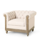 Tufted Fabric Club Chair with Nailhead Trim - NH193413