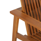 Outdoor Acacia Wood Slatted Club Chairs, Set of 2, Teak - NH435513