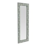 Boho Handcrafted Painted Full Length Standing Mirror, Gray and White - NH959413
