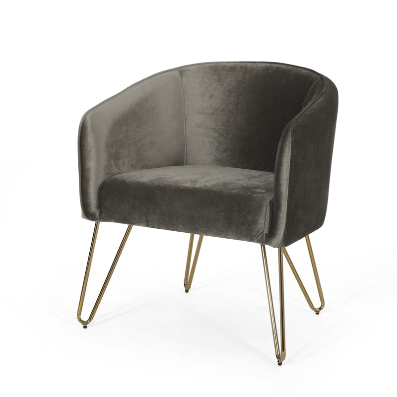 Modern Glam Velvet Club Chair with Hairpin Legs - NH394413