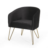 Modern Glam Velvet Club Chair with Hairpin Legs - NH394413