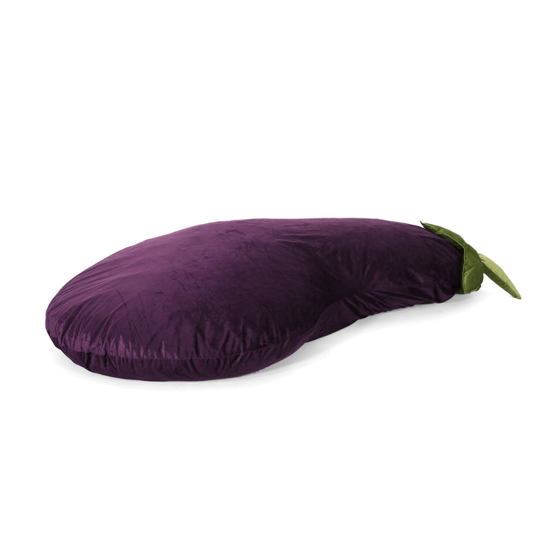 Modern 7.5 Ft. Velvet Eggplant Bean Bag - NH135313