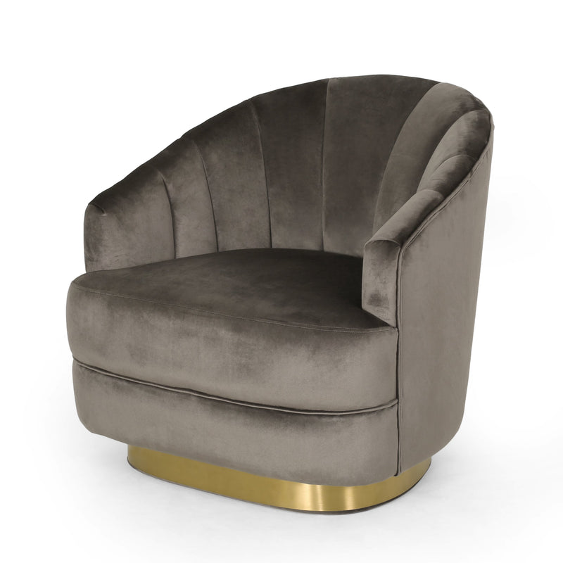 Modern Glam Channel Stitch Velvet Club Chair - NH628413