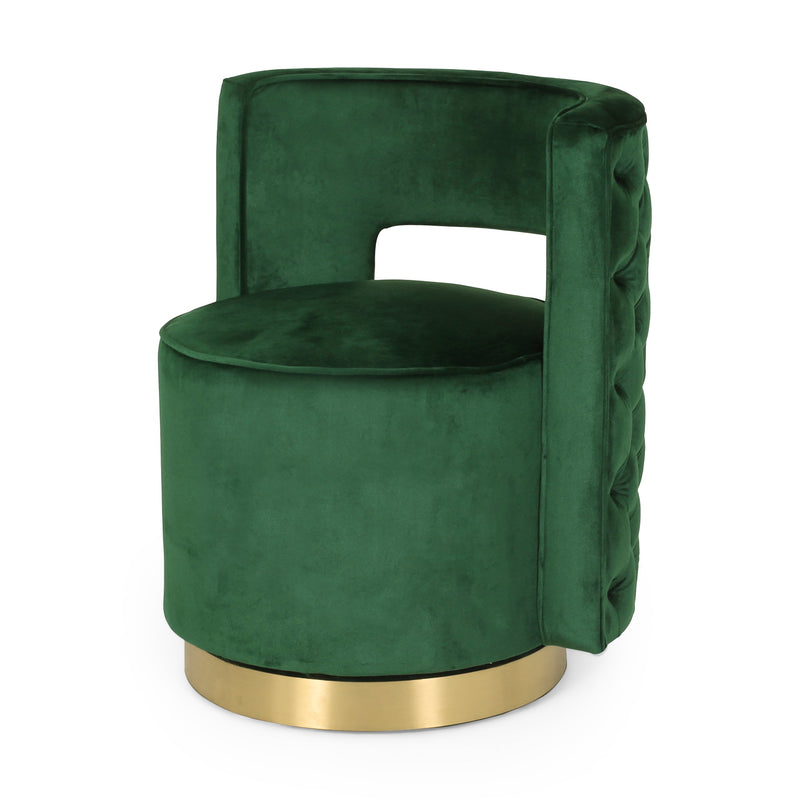 Modern Glam Round Open Back Velvet Swivel Club Chair - NH228413