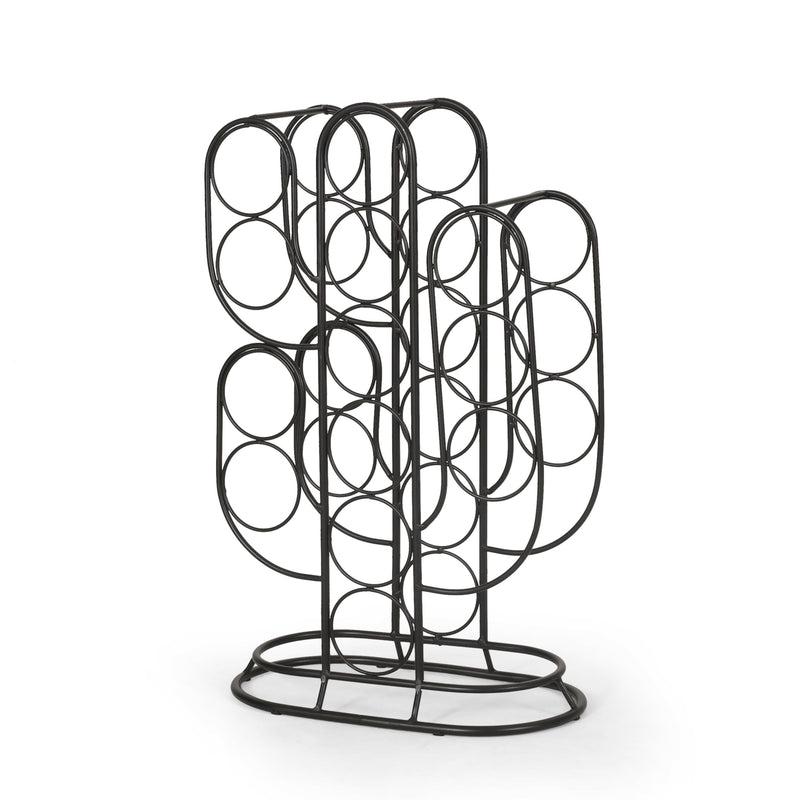 Modern Industrial 13 Bottle Tabletop Cactus Wine Rack, Black - NH500513