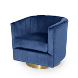 Modern Glam Channel Stitch Velvet Swivel Club Chair - NH728413