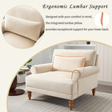 Large Vintage Lounge Chair w/ Circular Armrests, Lumbar Support & Roman Column Legs