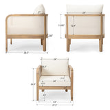 Modern Acacia Wood Outdoor Club Chair with Beige Water-Repellent Cushions