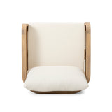 Modern Acacia Wood Outdoor Club Chair with Beige Water-Repellent Cushions