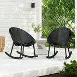 Ermon Indoor & Outdoor Polypropelene Plastic Rocking Chairs, Set of 2