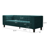 Contemporary Waffle-Stitch Velvet Sofa