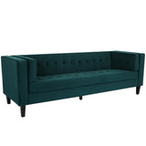 Contemporary Waffle-Stitch Velvet Sofa