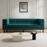 Contemporary Waffle-Stitch Velvet Sofa