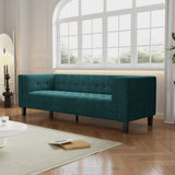 Contemporary Waffle-Stitch Velvet Sofa