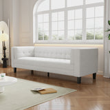 Contemporary Waffle-Stitch Velvet Sofa