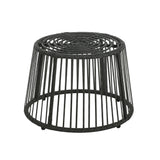 Modern Wicker High Back Chair & Side Table Set