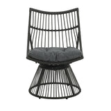 Modern Wicker High Back Chair & Side Table Set