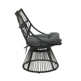 Modern Wicker High Back Chair & Side Table Set