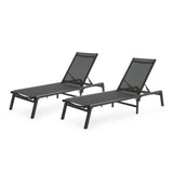 Salalh Outdoor Aluminum Folding Chaise Lounge, Set of 2