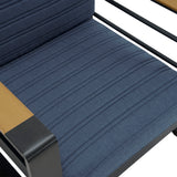 Modern Aluminum Club Chair with Faux Wood Accents & Water-Resistant Cushions