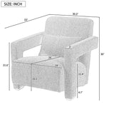 Modern Accent Lounge Chair with Wooden Block Legs and Armrests