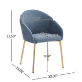Luxury Polyester Round Back Dining Chairs, (Set of 2)
