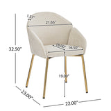 Luxury Polyester Round Back Dining Chairs, (Set of 2)