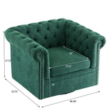 Chesterfield Swivel Club Chair Tufted Faux Leather with Nailhead Trim