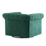 Chesterfield Swivel Club Chair Tufted Faux Leather with Nailhead Trim