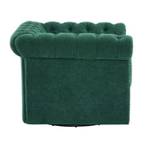 Chesterfield Swivel Club Chair Tufted Faux Leather with Nailhead Trim
