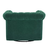 Chesterfield Swivel Club Chair Tufted Faux Leather with Nailhead Trim
