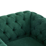 Chesterfield Swivel Club Chair Tufted Faux Leather with Nailhead Trim
