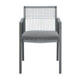 Set of 2 Modern Outdoor Rope Weave Dining Chairs with Aluminum Frame