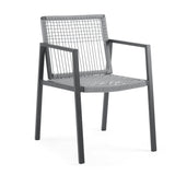 Set of 2 Modern Outdoor Rope Weave Dining Chairs with Aluminum Frame