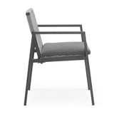 Set of 2 Modern Outdoor Rope Weave Dining Chairs with Aluminum Frame