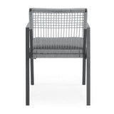 Set of 2 Modern Outdoor Rope Weave Dining Chairs with Aluminum Frame