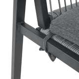 Set of 2 Modern Outdoor Rope Weave Dining Chairs with Aluminum Frame