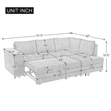 3-Seater Convertible Sofa Bed with One-Click Mechanism & Storage Compartment