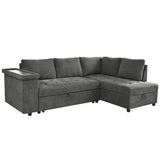 3-Seater Convertible Sofa Bed with One-Click Mechanism & Storage Compartment
