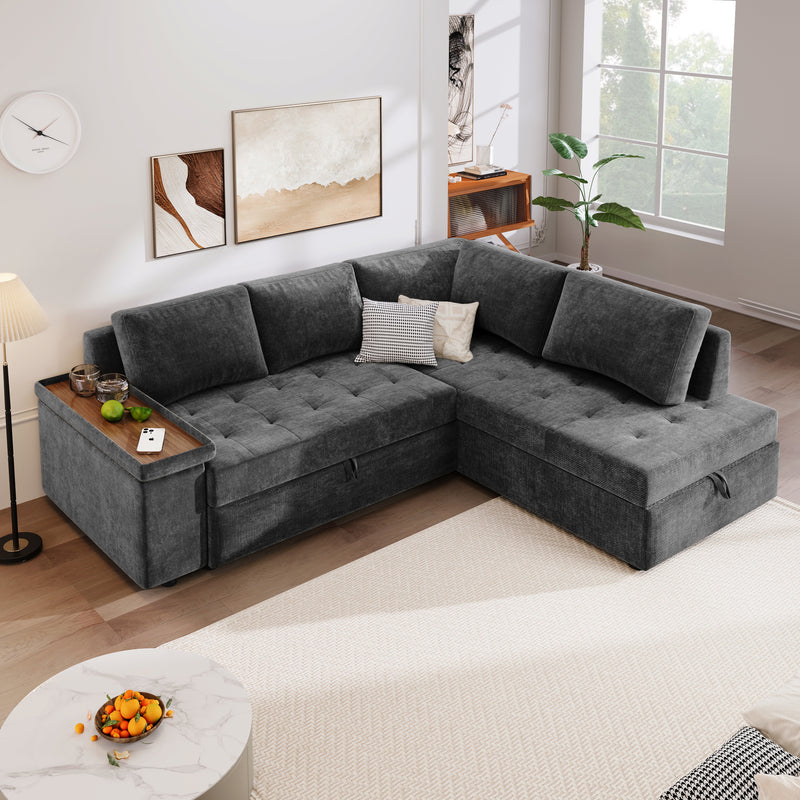 3-Seater Convertible Sofa Bed with One-Click Mechanism & Storage Compartment
